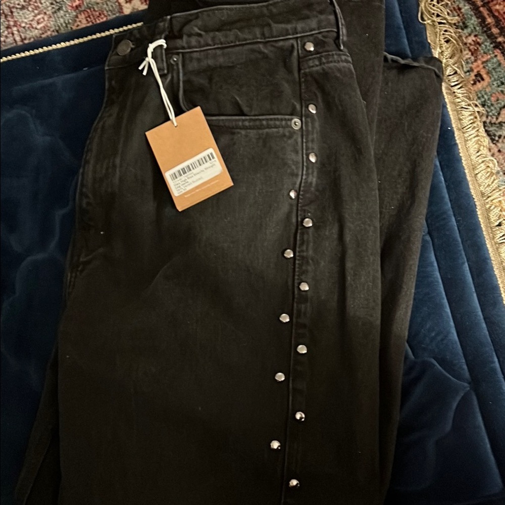 Reformation Cary High Rise slouchy straight leg jean vana vented studded size 30
